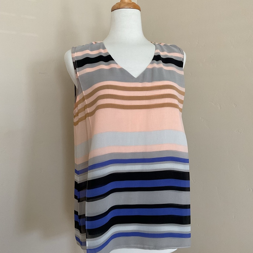 CAbi “Underline” Blouse Semi-Sheer Striped Size L